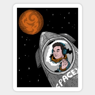 Elon Musk Rides SpaceX Starship To Mars Fan Artwork Black Background Sticker